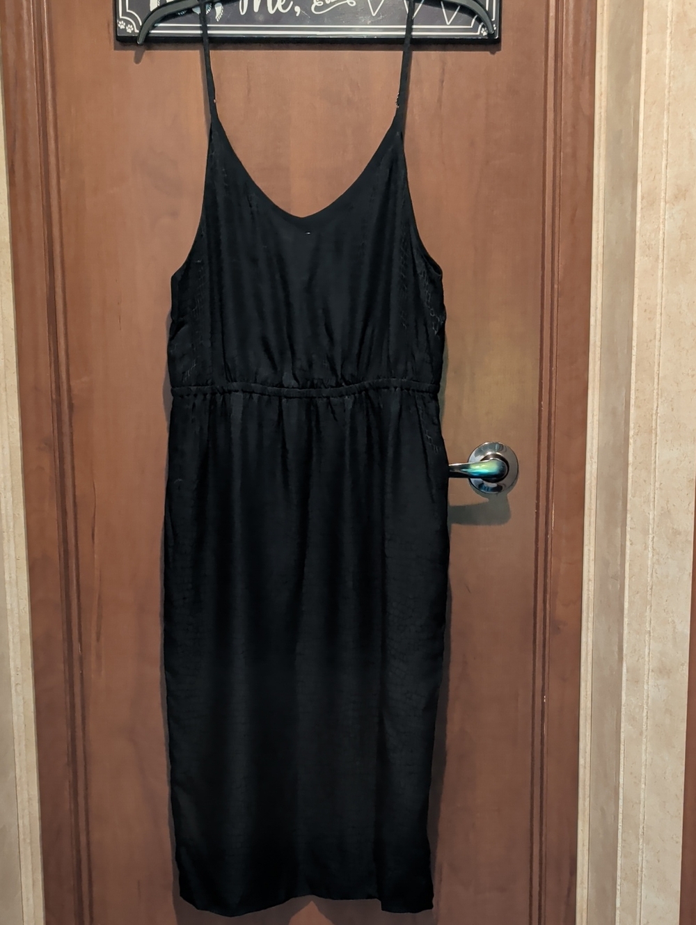 David Lerner Black Slip Midi Dress with Adjustable Straps